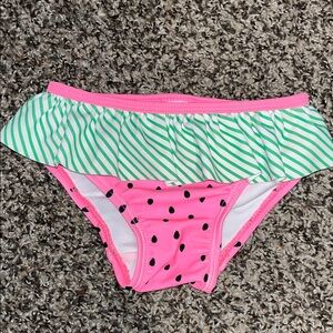 Pink and Green Striped watermelon Kids Swim Bottoms